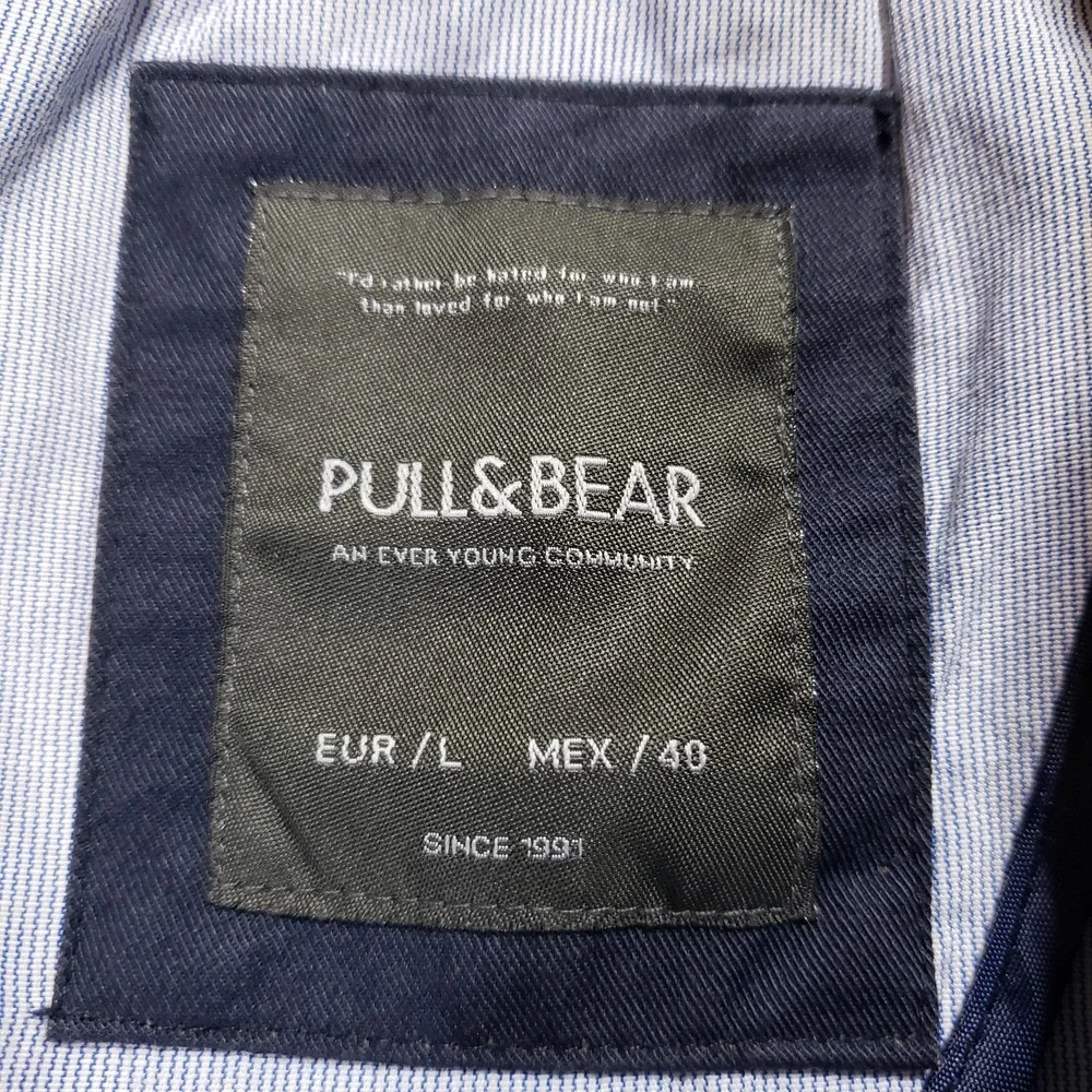 Pull&Bear Men's Blue Unstructured Blazer Jacket Large L EUR 2-Button Sport Coat‎